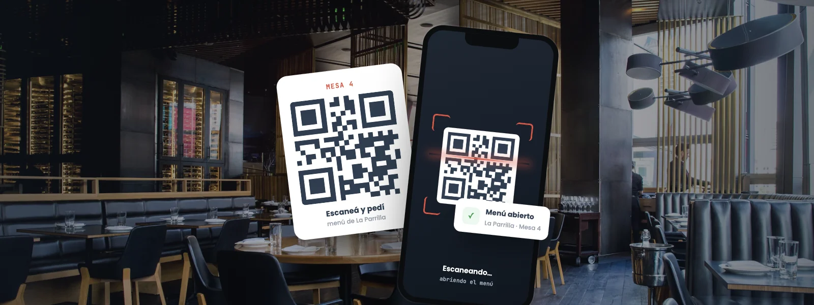 Comensal escaneando el QR de la mesa con el celular para abrir el menú y pedir online en Pikeo